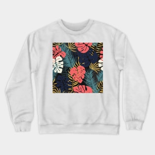 Tropical Leaf Pattern Crewneck Sweatshirt